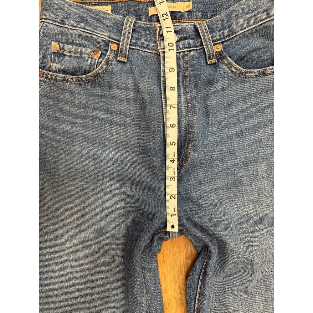 Levi's Ribcage Wide Leg Jeans 26 High Rise Straight Denim Blue Cotton - Picture 10 of 11